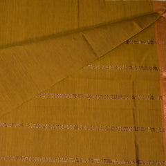 Kanchi Semi Cotton Silk Mustard Yellow saree with jari boarder