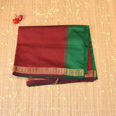Kanchi Semi Cotton Silk Red saree with jari boarder