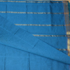 Kanchi Semi Cotton silk Sky Blue saree with jari boarder