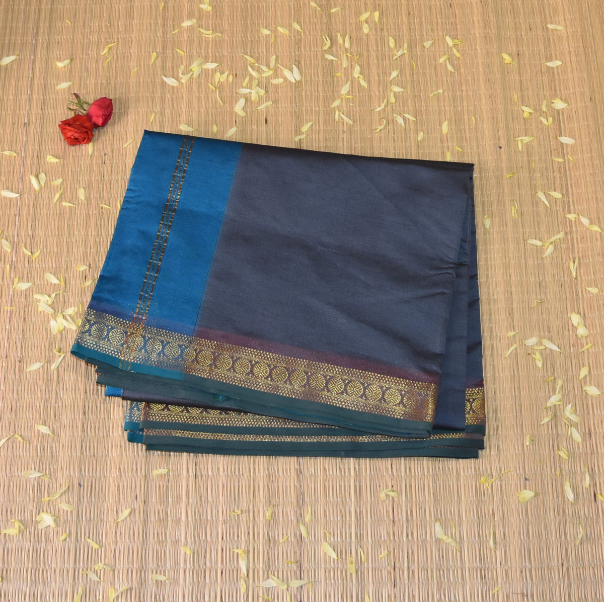 Semi Silk Cotton Grey saree with jari boarder