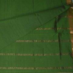 Semi Silk Cotton Dark green saree with jari boarder