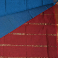 Semi silk Cotton Blue saree with jari boarder