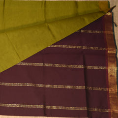 Kanchi Semi Cotton Silk Mustard yellow saree with jari boarder
