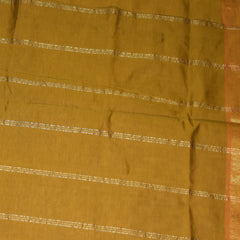 Kanchi Semi Cotton Silk Mustard Yellow saree with jari boarder