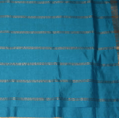Kanchi Semi Cotton Silk Sky blue saree with jari boarder