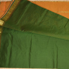 Kanchi Semi Cotton silk Dark green saree with jari boarder