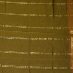 Kanchi Semi Cotton Silk Olive green saree with jari boarder