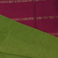 Kanchi Semi Cotton Silk Parrot green saree with jari boarder