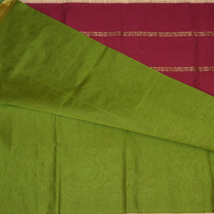 Kanchi Semi Cotton Silk Parrot green saree with jari boarder