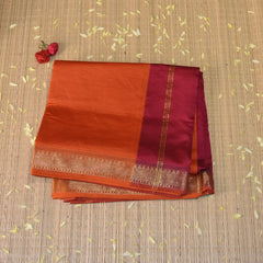 Kanchi  Semi Cotton Silk Orange saree with jari boarder