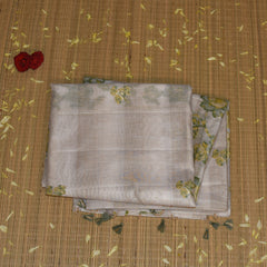 Chanderi Semi Silk Half white saree with thread motifs