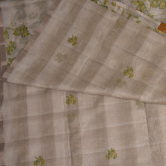 Chanderi Semi Silk Half white saree with thread motifs