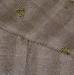 Chanderi Semi Silk Half white saree with thread motifs