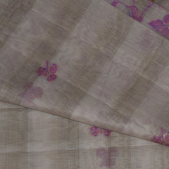 Chanderi Silk Cotton Half white saree with pink motifs