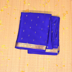 Mysore crepe silk ink blue saree with jari boarder