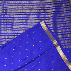 Mysore crepe silk ink blue saree with jari boarder