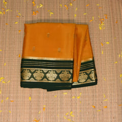 Mysore crepe silk Lemon yellow saree with jari boarder