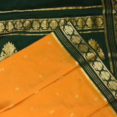 Mysore crepe silk Lemon yellow saree with jari boarder