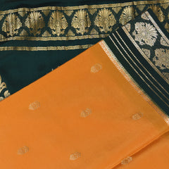 Mysore crepe silk Lemon yellow saree with jari boarder