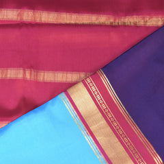 Mysore crepe silk Sky blue saree with brinjal colour boarder