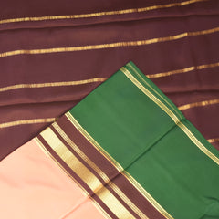 Mysore crepe silk Pale Orange saree with green boarder