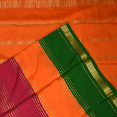 Mysore crepe silk Rani pink saree with green boarder