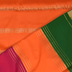 Mysore crepe silk Rani pink saree with green boarder