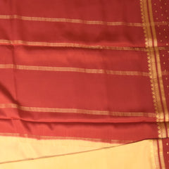 Mysore crepe silk Cream saree with maroon boader