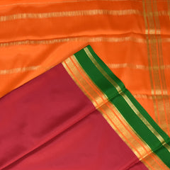 Mysore crepe silk Pink saree with green boarder