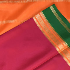 Mysore crepe silk Pink saree with green boarder