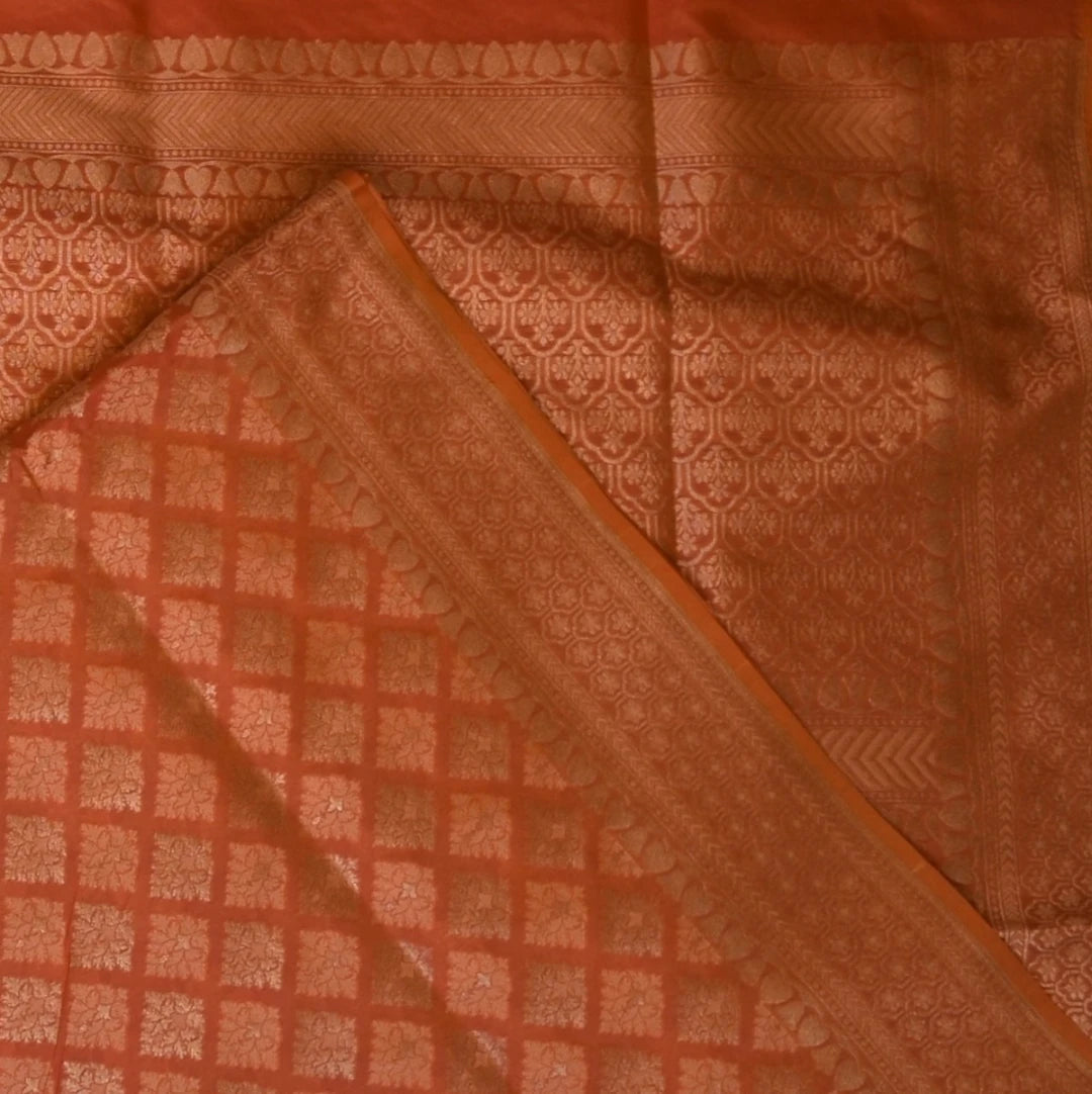 Banarasi Peach Saree with Blouse