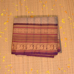 Kanchi Cotton Beige saree with thread boarder