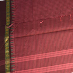 kanchi Cotton Maroon Checks saree with Thread Boarder