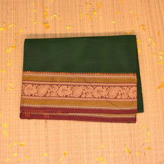 Kanchi Cotton Bottle Green saree with thread boarder
