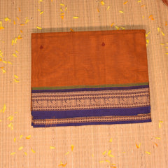 Kanchi Cotton Orange saree with thread boarder