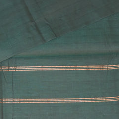 Kanchi Cotton Bottle green saree with maroon jari Boarder