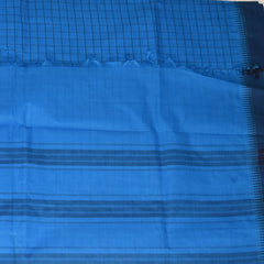 Kanchi Cotton Blue Checks saree with thread boarder