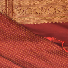Kanchi Cotton Red checks saree with jari boarder