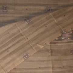 Chanderi Cotton Silk Beige saree with jari Boarder