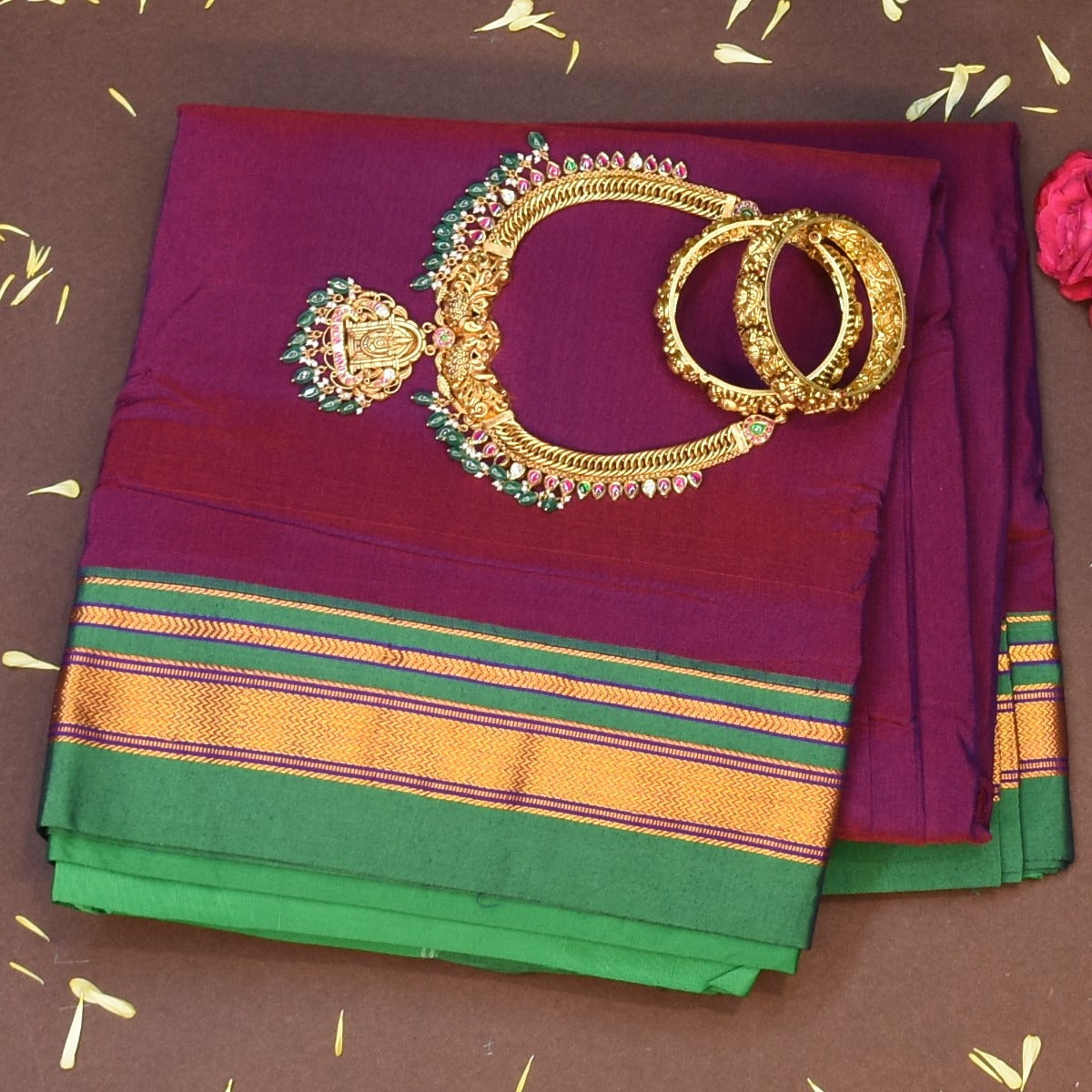 Ilkal Cotton Silk Plum Rose Saree with Blouse