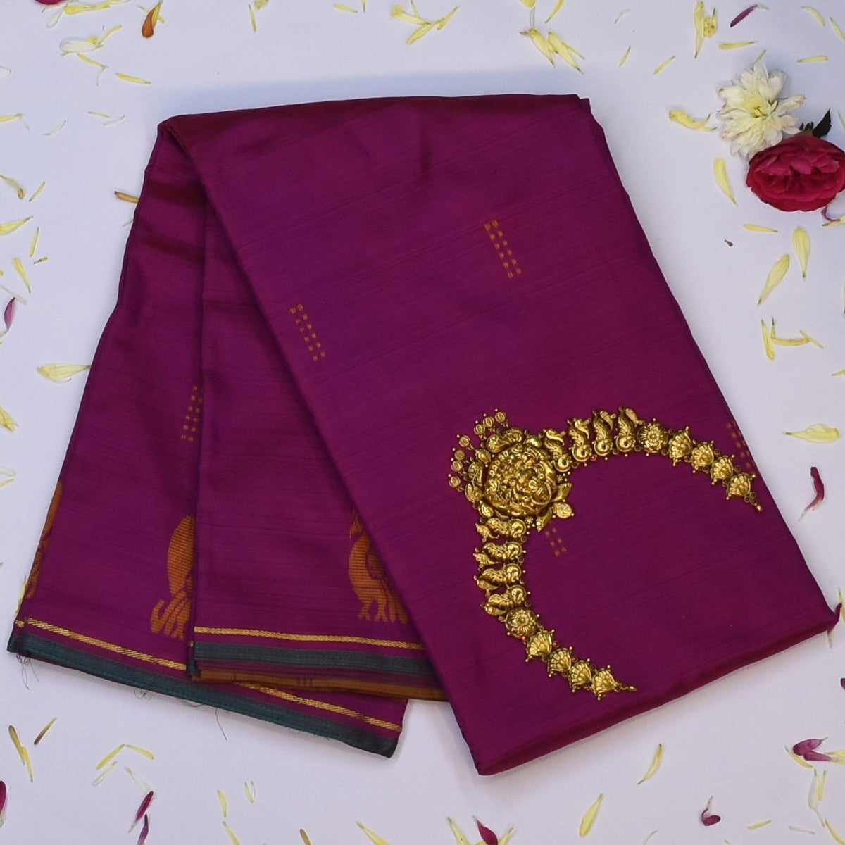 Kanchivaram silk Deep Berry Saree with Blouse