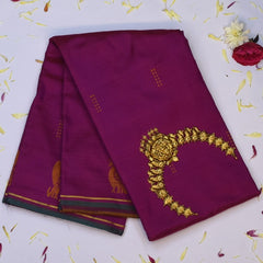 Kanchivaram silk Deep Berry Saree with Blouse