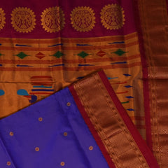 Gadwal paithani pure silk  Royal Indigo Saree with Blouse