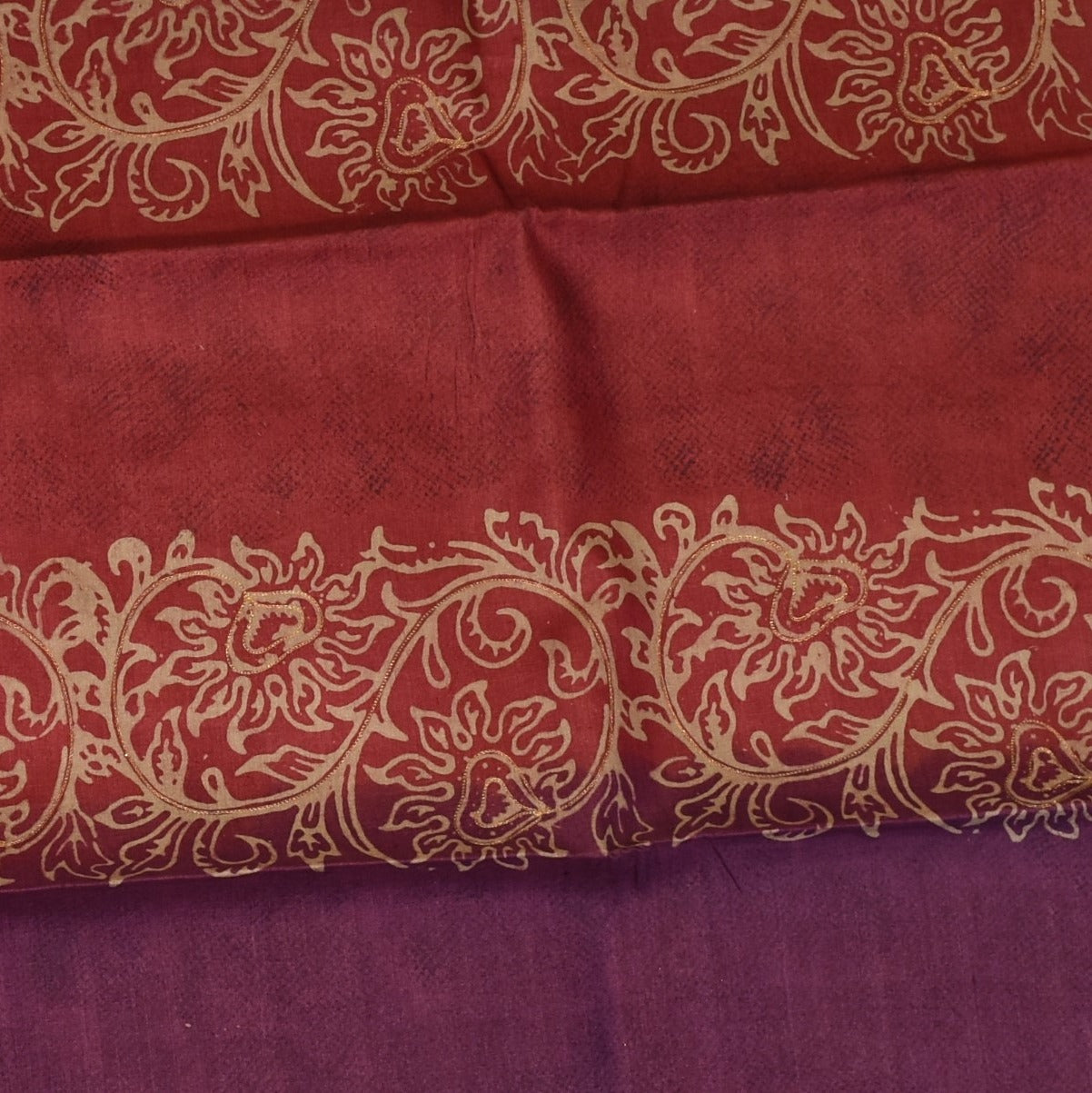 Tussar Silk Berry Red Saree with Blouse