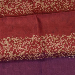 Tussar Silk Berry Red Saree with Blouse