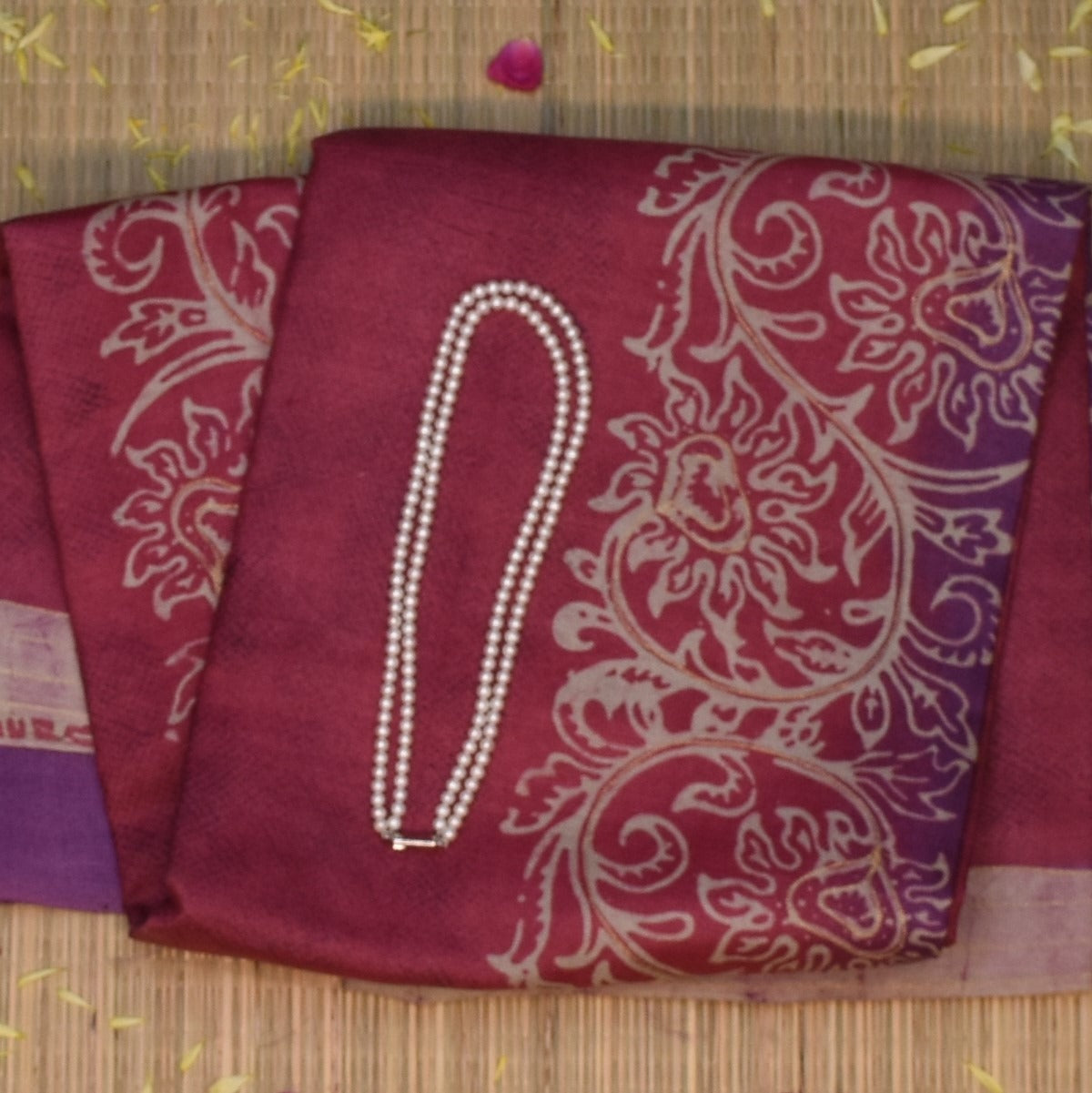 Tussar Silk Berry Red Saree with Blouse