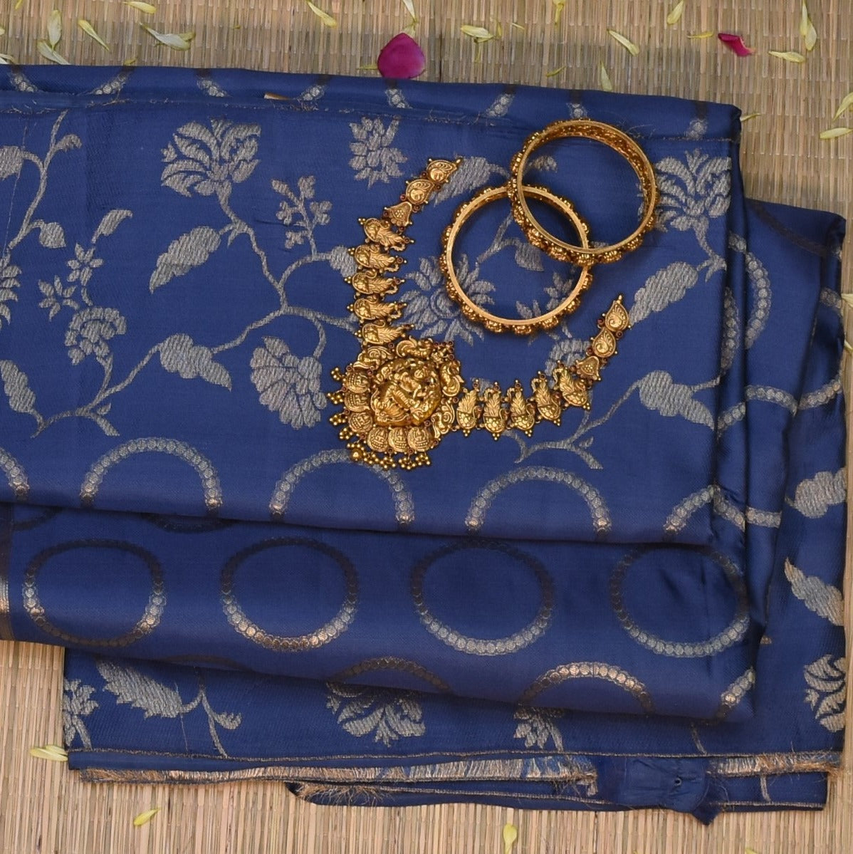 Pure silk Indigo Blue Saree with Blouse