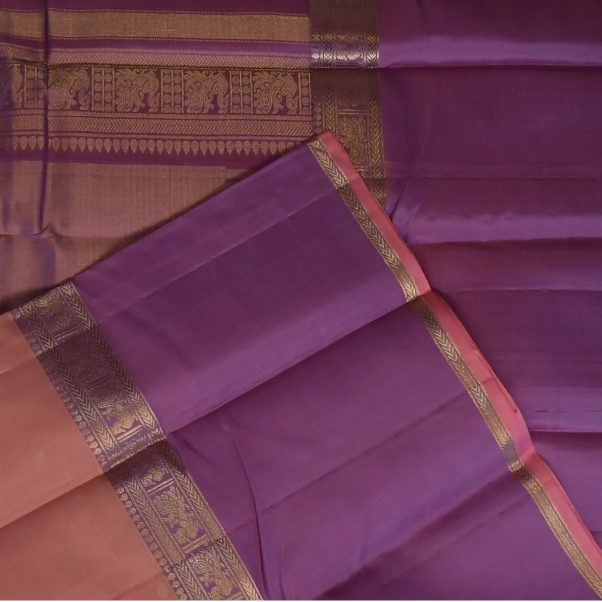 Kanchipuram Silk Coffee Brown Saree with Blouse