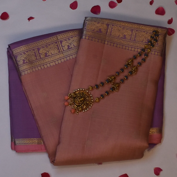 Kanchipuram Silk Coffee Brown Saree with Blouse