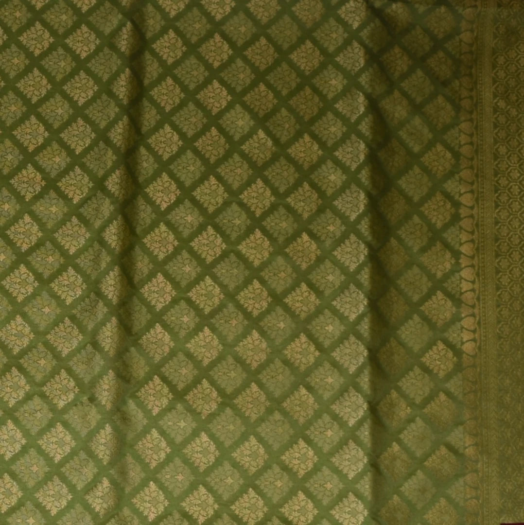 Banarasi Pista Green Jari Boarder with Blouse